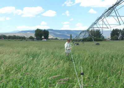 Intern Zoe helping to put up electric fence, grassfed beef, Princess Beef, Colorado